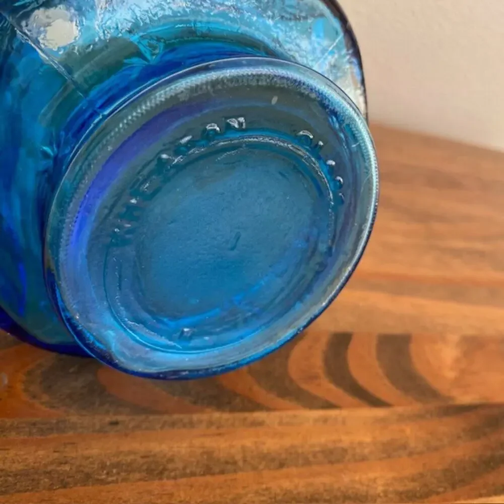 Vintage Wheaton Bottle Blue Glass Christmas Tree Bottle 9 1/2